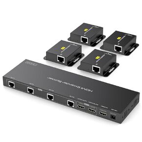 موزع موسع HDMI 1x4 عبر CAT5e/6/7 Ethernet 1080P حتى 165 قدم للشاشات المتعددة يدعم 2 حلقة POC وإدارة EDID (4 أجهزة استقبال + 2 حلقة خارج) in Kuwait
