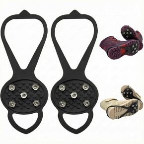 1 Pair Kids Ice Cleats & Shoe Grips, 5-Spike Anti-Slip Traction for Snow & Ice, Universal Fit Crampons & Microspikes for Children's Boots, Sneakers (Multiple Colors/Sizes) in Kuwait