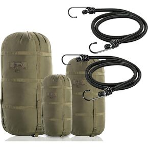 M-Tac Compression Stuff Sack + 40 Inch Bungee Cords (Set of 2) – Military Waterproof Compression Bag with Elastic Ropes and Durable Metal Hooks for Sleeping Bag, Travel, Camping, Hiking, Outdoor Gear in Saudi Arabia