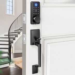 Smart Fingerprint Door Lock Set with APP Control – Keyless Entry, Auto Lock, Electronic Keypad & 2 Lever Handles for Home, Apartment, or Office in Saudi Arabia