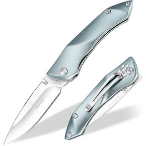 سكين جيب Harita قابل للطي، شفرة فولاذية 8Cr13Mov مقاس 2.95 بوصة، مقبض من الألومنيوم، سكين قفل بطانة أمان مع مشبك للرجال، مثالي لصيد الأسماك والتخييم والصيد والمشي لمسافات طويلة وحمل كل يوم فضي in Kuwait