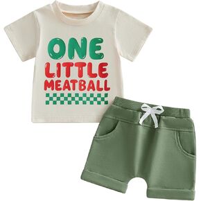 WZTYYDS Baby Boy First Birthday Outfit Letter Print Short Sleeve T-shirt Jogger Shorts Set 1st birthday Summer Clothes in Kuwait