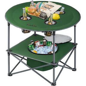 طاولة تخييم محمولة خفيفة الوزن قابلة للطي مع مبرد و4 حوامل أكواب كبيرة، طاولة تخييم قابلة للطي، طاولة قابلة للطي في الهواء الطلق مع حقيبة حمل للشواء والتنزه على الشاطئ والسفر والمشي لمسافات طويلة in Kuwait