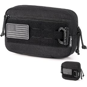 Tactical Molle Admin Pouch Utility EDC Tool Pouch Bag Horizontal Modular Pouches Include US Flag Patch & D-Ring in Kuwait