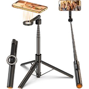 حامل ثلاثي آمن Mag لهاتف iPhone، رأس دوار 360 درجة للتصوير الأمامي والخلفي، عصا سيلفي 65 بوصة لهاتف iPhone Android مع جهاز تحكم عن بعد وحلقة معدنية، حامل ثلاثي القوائم للهاتف المغناطيسي لتسجيل الفيديو أثناء السفر in Kuwait