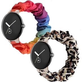 أربطة سكرانشي متوافقة مع ساعة جوجل بيكسل 4 (41 ملم)/3 (41 ملم)/2/1 للنساء، حزام بديل مرن من النايلون المرن، سوار معصم ناعم قابل للتمدد للساعة الذكية in Kuwait