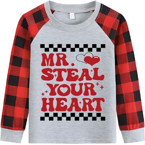 قميص للأطفال الصغار لعيد الحب بأكمام طويلة تي شيرت للأطفال على شكل شاحنة دينو على شكل قلب مهرجان راجلان جرافيك غير رسمي تي شيرت الحب من 2 إلى 7 سنوات in Kuwait