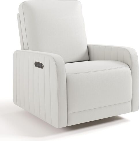 Storkcraft Kyoto Deluxe Power Recliner Swivel Glider (Mountain Brown Boucle) – Premium Electronic Power Recliner for Nursery, Includes Dual-USB Charging Port with USB-A & USB-C, Glider Rocking Chair in Saudi Arabia