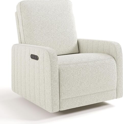 Storkcraft Kyoto Deluxe Power Recliner Swivel شراعية (جبل بني بوكل) - كرسي كهربائي إلكتروني ممتاز للحضانة، يتضمن منفذ شحن USB مزدوج مع USB-A وUSB-C، وكرسي هزاز منزلق in Kuwait