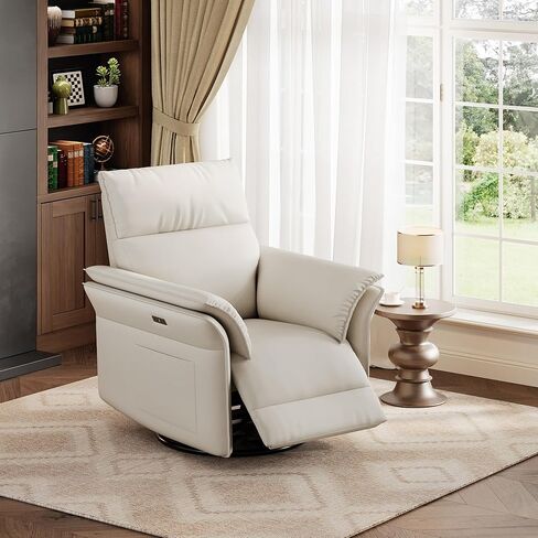 كرسي Garvee Power Recliner Glider مع دوران سلس وحركة هزازة قابلة للتعديل ومنفذ شحن USB من قماش شانيل ممتاز ومساند للذراعين مزدوجة لغرفة المعيشة والحضانة in Kuwait