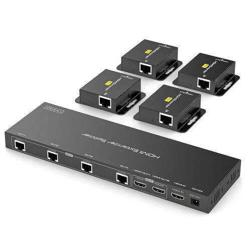 موزع موسع HDMI 1x4 عبر CAT5e/6/7 Ethernet 1080P حتى 165 قدم للشاشات المتعددة يدعم 2 حلقة POC وإدارة EDID (4 أجهزة استقبال + 2 حلقة خارج) in Kuwait
