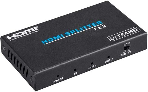 موزع HDMI Monoprice Blackbird 4K Pro 1x2 - HDR، 18 جيجابت في الثانية، 4K 60 هرتز، YCbCr 4:4:4، مع دعم HDCP 2.2 (متوافق مع مشغل PS4/5 Xbox Apple TV Fire Stick Roku Blu-Ray) in Saudi Arabia