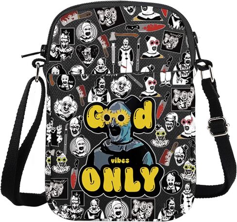 ENSIANTH Sunflower Glasses Clown Crossbody Bag Horror Slasher Serial Killer Movie Lover Gift Scary Halloween Thriller Gift (Good Vibes CB) in Saudi Arabia