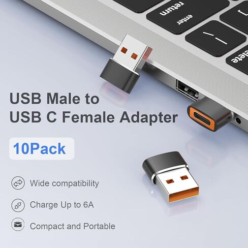 10 عبوات محول USB إلى USB C، محول USB C أنثى إلى USB ذكر، شحن سريع ونقل البيانات لهاتف iPhone17 16 15 Plus Pro Max، iPad Air Mini 6 7، Samsung Galaxy S25-S22، iPad Air، Pixel in Saudi Arabia