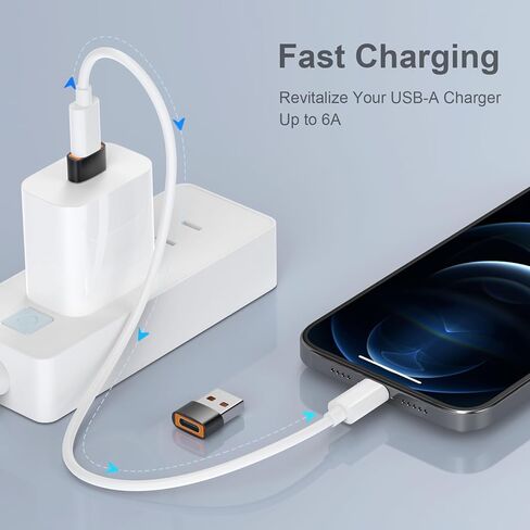 10 عبوات محول USB إلى USB C، محول USB C أنثى إلى USB ذكر، شحن سريع ونقل البيانات لهاتف iPhone17 16 15 Plus Pro Max، iPad Air Mini 6 7، Samsung Galaxy S25-S22، iPad Air، Pixel in Saudi Arabia