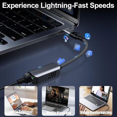 محول USB C إلى إيثرنت 5 جيجابت في الثانية، USB-A وUSB-C إلى RJ45 LAN 5000 ميجابت في الثانية محول شبكة سلكية، محول USB إلى إيثرنت متوافق مع Thunderbolt 4/5، MacBook، Windows، MacOS، Linux، iPhone 17/16/15 in Saudi Arabia