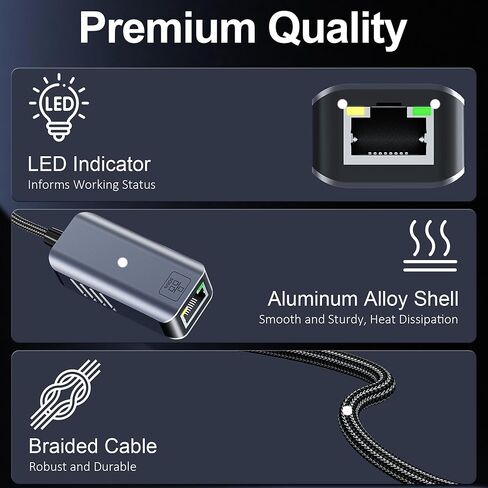 محول USB C إلى إيثرنت 5 جيجابت في الثانية، USB-A وUSB-C إلى RJ45 LAN 5000 ميجابت في الثانية محول شبكة سلكية، محول USB إلى إيثرنت متوافق مع Thunderbolt 4/5، MacBook، Windows، MacOS، Linux، iPhone 17/16/15 in Saudi Arabia