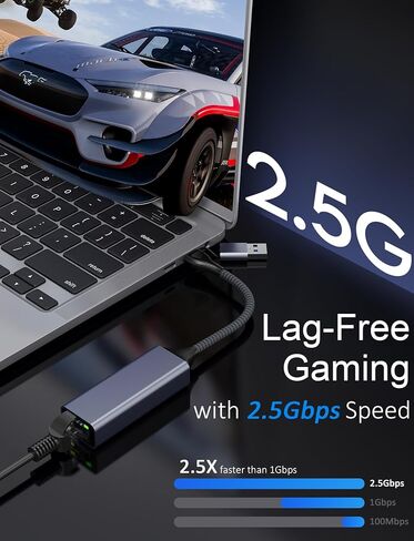 محول USB C إلى إيثرنت 2.5 جيجابت في الثانية، 2 في 1 USB 3.0 ومحول شبكة USB-C إلى RJ45، محول جيجابت LAN بسرعة 2500 ميجا بت في الثانية مع غلاف من الألومنيوم، التوصيل والتشغيل لـ NAS، MacBook Air/Pro، XPS، iPhone 17 Pro/Max in Saudi Arabia