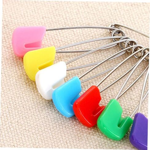 HOMSFOU 50Pcs Plastic Head Safety Pins for Diapers Stainless Steel Locking Cloth Diaper Pins Multi Use for Crafts Laundry and Shower Games in Kuwait