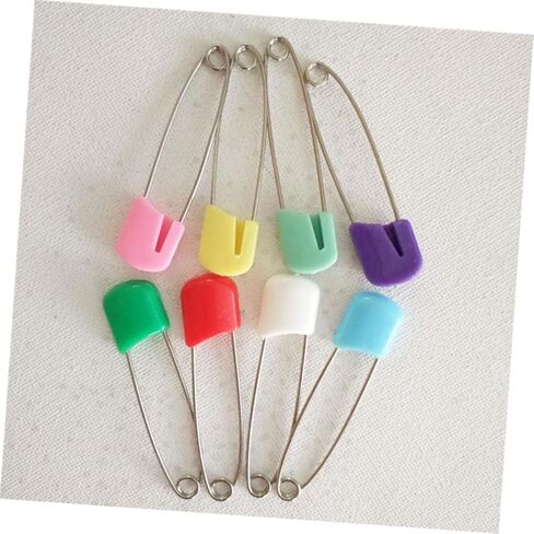 HOMSFOU 50Pcs Plastic Head Safety Pins for Diapers Stainless Steel Locking Cloth Diaper Pins Multi Use for Crafts Laundry and Shower Games in Kuwait