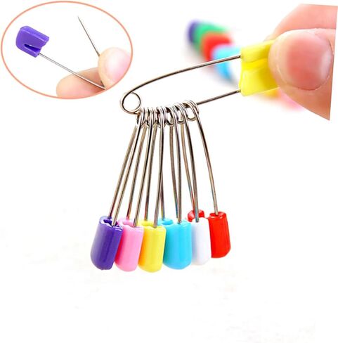 HOMSFOU 50Pcs Plastic Head Safety Pins for Diapers Stainless Steel Locking Cloth Diaper Pins Multi Use for Crafts Laundry and Shower Games in Kuwait