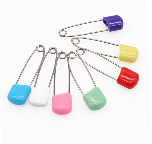 HOMSFOU 50Pcs Plastic Head Safety Pins for Diapers Stainless Steel Locking Cloth Diaper Pins Multi Use for Crafts Laundry and Shower Games in Kuwait