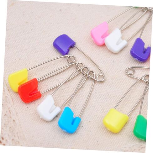 HOMSFOU 50Pcs Plastic Head Safety Pins for Diapers Stainless Steel Locking Cloth Diaper Pins Multi Use for Crafts Laundry and Shower Games in Kuwait
