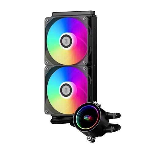 مبرد وحدة المعالجة المركزية السائل PCCOOLER، 240 مم AIO مع مضخة محمل سيراميك كاملة، مراوح ARGB PWM مزدوجة 120 مم، مشعاع ألومنيوم، سلسلة ديزي مخفية، متوافق مع Intel LGA1851/1700 وAMD AM5 (DA240 ARGB أبيض) in Saudi Arabia