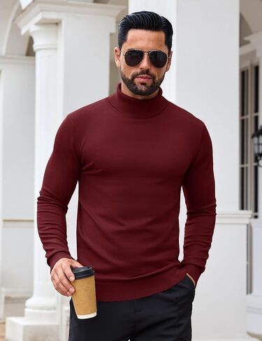 EKLENTSON Men's Turtleneck Sweaters Knitted Pullover Long Sleeve Lightweight Slim Fit Sweater Fall Winter in Saudi Arabia