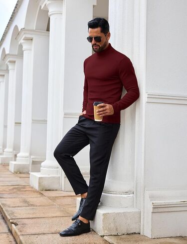 EKLENTSON Men's Turtleneck Sweaters Knitted Pullover Long Sleeve Lightweight Slim Fit Sweater Fall Winter in Saudi Arabia