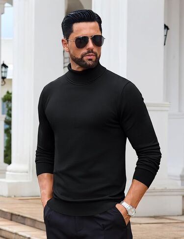 EKLENTSON Men's Turtleneck Sweaters Knitted Pullover Long Sleeve Lightweight Slim Fit Sweater Fall Winter in Kuwait