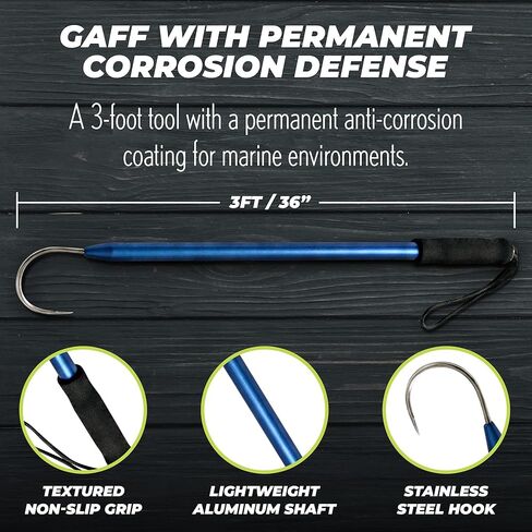 Rite Angler Aluminum Fishing Gaff Hook - Saltwater, Ice Fishing, Gig Pole, Flounder Frog Gigging Equipment, Fish Gaff Hook Holder for Outdoor Adventures - 3" in Saudi Arabia