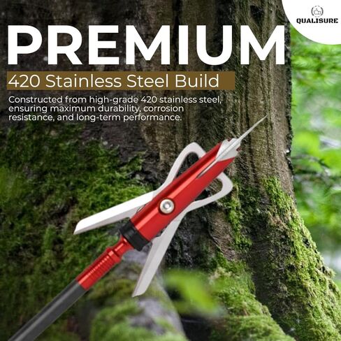Broadheads 100 Grain Beast Broadheads - رؤوس عريض مقوسة مع حافة أمامية 0.35 بوصة وقطر قطع 2 بوصة، رؤوس عريضة للصيد حادة الحلاقة in Saudi Arabia