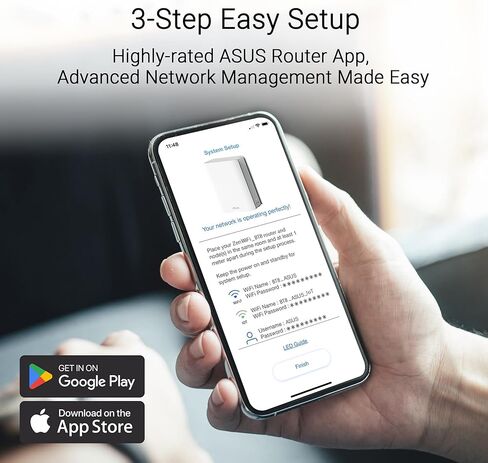 ASUS ZenWiFi BT8 (3 حزم) شبكة WiFi 7 ثلاثية الموجات، 14 جيجابت في الثانية، 8850 قدم مربع، منافذ مزدوجة 2.5 جيجا، معرفات SSID للمنزل الذكي، توصيل الهاتف المحمول 4G و5G (متجدد) in Saudi Arabia