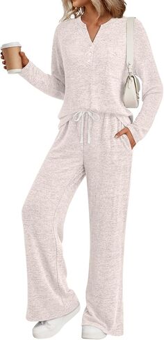 LILLUSORY Womens 2 Piece Lounge Sets Winter Outfits 2026 Sweatsuit Matching Pjs Airport Vacation Travel Fall Pajamas Fashion in Saudi Arabia