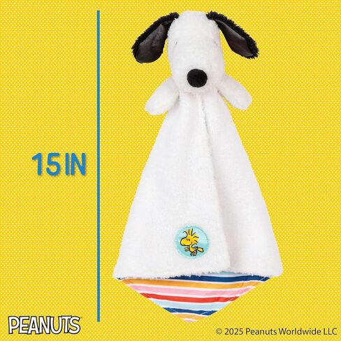 بطانية الأطفال المفضلة للأطفال من Peanuts Snoopy - فائقة النعومة، تفاصيل مخططة، Snoopy Lovey، لمسات من الساتان، للأعمار من 0 أشهر فما فوق، زينة وودستوك، 15 بوصة in Kuwait