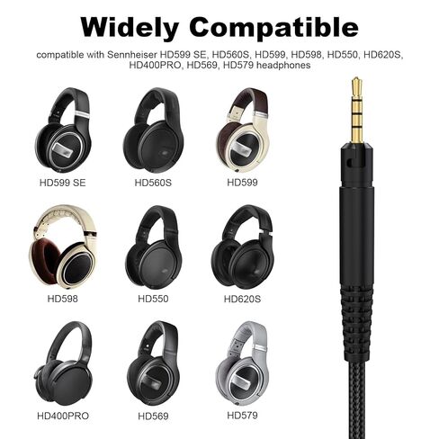 كابل صوت USB C متوافق مع سماعات Sennheiser HD599 SE، HD560S، HD599، HD598، HD550، HD620S، HD400PRO، HD569، HD579، سلك Aux للهواتف الذكية iPhone 15 16 PC، 5FT in Saudi Arabia