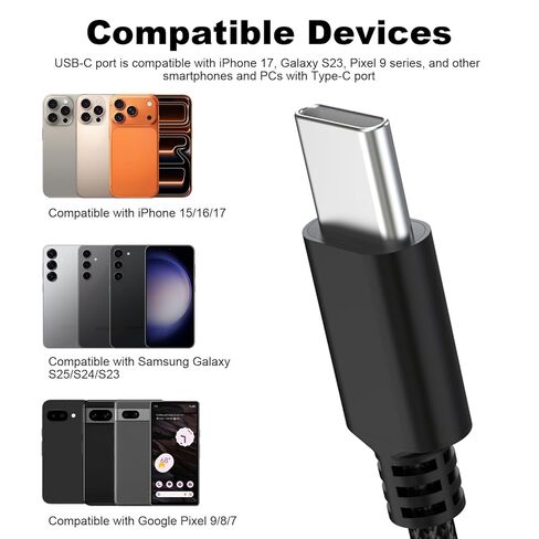 كابل صوت USB C متوافق مع سماعات Sennheiser HD599 SE، HD560S، HD599، HD598، HD550، HD620S، HD400PRO، HD569، HD579، سلك Aux للهواتف الذكية iPhone 15 16 PC، 5FT in Saudi Arabia