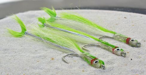 Surf Candy Fishing Fly - Chartreuse - Tied on Mustad Fly Hook #1/0-3ct Set of Flies in Saudi Arabia