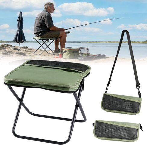 Abnaok 2026 Upgraded Portable Ultralight Collapsible Stool,Camping Chair Max 270lbs,Handbag Style Pocket Foldable Stool for Camping Travel Fishing Hiking and Outdoor Activities in Saudi Arabia
