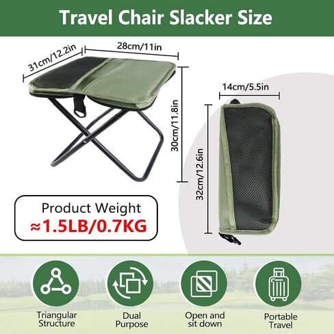 Abnaok 2026 Upgraded Portable Ultralight Collapsible Stool,Camping Chair Max 270lbs,Handbag Style Pocket Foldable Stool for Camping Travel Fishing Hiking and Outdoor Activities in Saudi Arabia