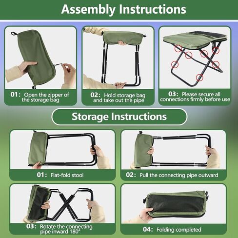 Abnaok 2026 Upgraded Portable Ultralight Collapsible Stool,Camping Chair Max 270lbs,Handbag Style Pocket Foldable Stool for Camping Travel Fishing Hiking and Outdoor Activities in Saudi Arabia