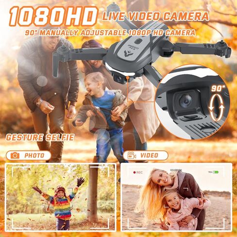 Drone with Camera for Kids Adults, Mini Foldable FPV Drones Remote Control Helicopter, RC Quadcopter with 1080P Live Video Camera, Gestures Selfie, One Key Start,2 Batteries, Toys/Gifts for Boys Girls in Saudi Arabia
