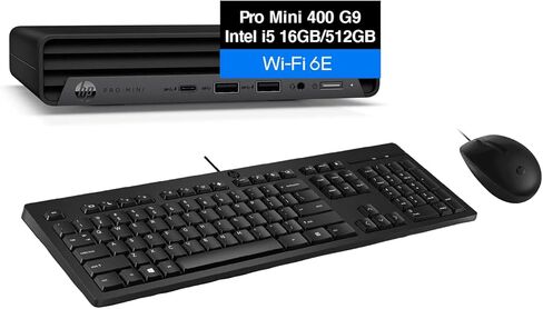 HP Pro Mini 400 G9 Business Mini Desktop (14th Gen 14-core Intel i5-14500T (Beats i7-12700T), 16GB DDR4, 512GB PCIe SSD, WiFi 6E+BT 5.3, RJ-45, 2 Display Port + HDMI, Win11Pro) w/USB Mouse & Keyboard in Saudi Arabia