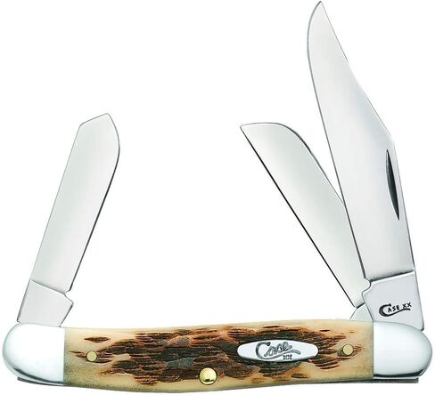 Case XX WR Pocket Knife Medium Stockman, Amber Bone Handle, Stainless Steel Blades, Length Closed: 3 5/8 Inches in Saudi Arabia