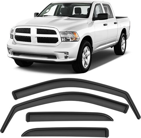in-Channel Rain Guards Compatible with RAM 1500 2019-2025, Durable Side Windows Wind Deflectors 2019 2020 2021 2022 2023 2024 2025 RAM Rain Guard Black 4 PCS in Saudi Arabia