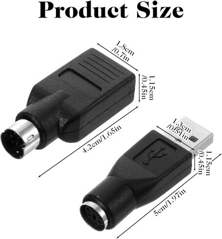 محول USB إلى PS2، قطعتان USB أنثى إلى PS/2 ذكر محول أسود ذكر إلى أنثى محول لوحة المفاتيح PS-2 جاك إلى قابس USBA للماوس ولوحة المفاتيح، استبدال محولات لوحات المفاتيح PS/2 in Kuwait