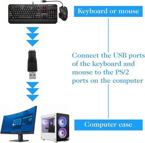 محول USB إلى PS2، قطعتان USB أنثى إلى PS/2 ذكر محول أسود ذكر إلى أنثى محول لوحة المفاتيح PS-2 جاك إلى قابس USBA للماوس ولوحة المفاتيح، استبدال محولات لوحات المفاتيح PS/2 in Kuwait