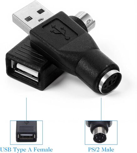 محول USB إلى PS2، قطعتان USB أنثى إلى PS/2 ذكر محول أسود ذكر إلى أنثى محول لوحة المفاتيح PS-2 جاك إلى قابس USBA للماوس ولوحة المفاتيح، استبدال محولات لوحات المفاتيح PS/2 in Kuwait
