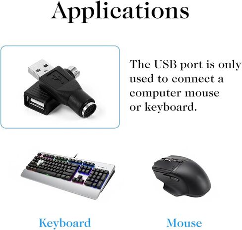 محول USB إلى PS2، قطعتان USB أنثى إلى PS/2 ذكر محول أسود ذكر إلى أنثى محول لوحة المفاتيح PS-2 جاك إلى قابس USBA للماوس ولوحة المفاتيح، استبدال محولات لوحات المفاتيح PS/2 in Kuwait